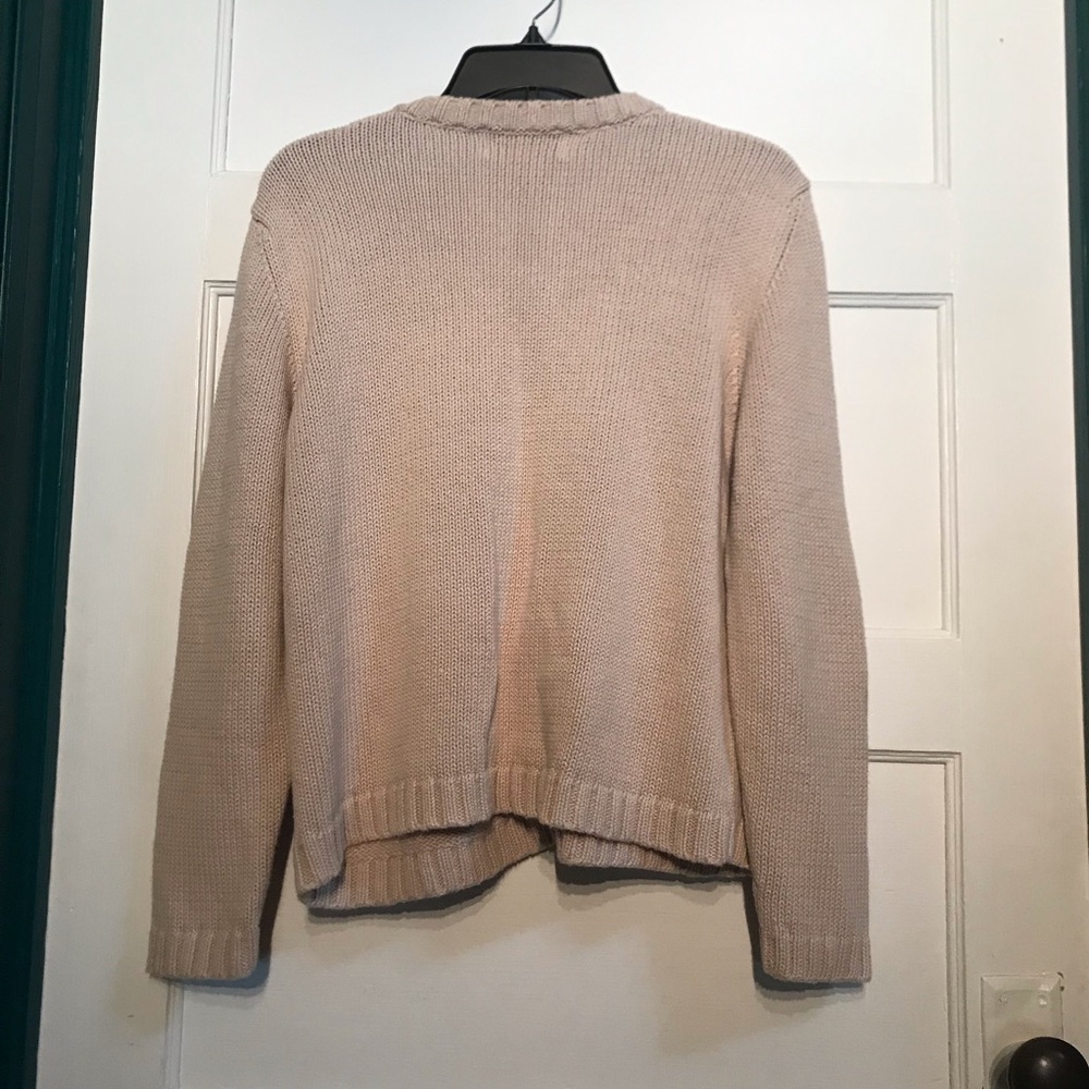 Vintage Cozy Ramie Cotton Blend Cardigan Fall Leaves Appliqué - Picture 5 of 10
